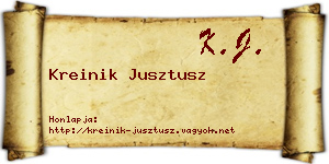 Kreinik Jusztusz névjegykártya